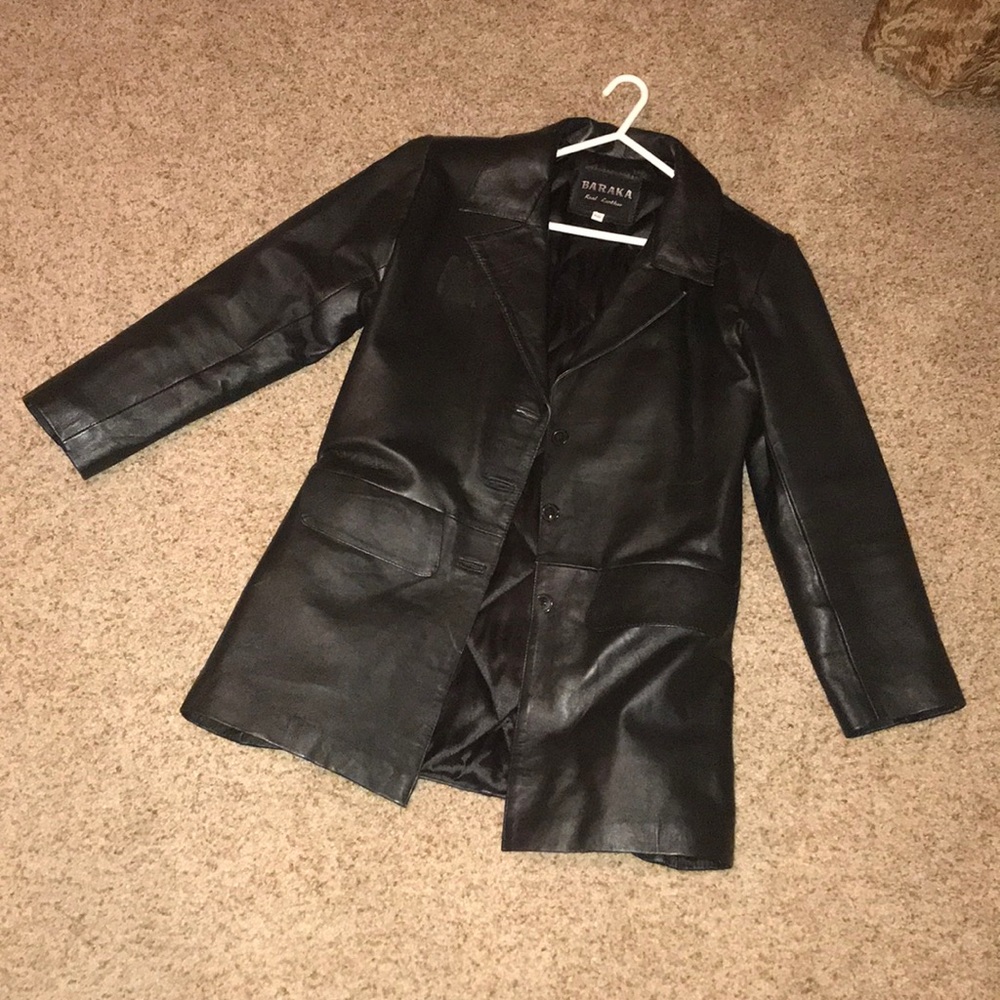 Authentic Leather Jacket Peacoat Black Satin Lined